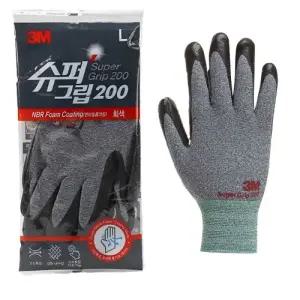 3M 슈퍼그립 200 그레이 NBR 코팅 작업 택배 포장 장갑 절연 작업용 반코팅