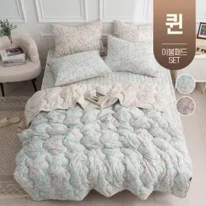 플라워 정원 봄 가을 사계절 먼지없는 차렵 이불 간절기 퀸사이즈 침구 퀸 Q 침대 패드 세트