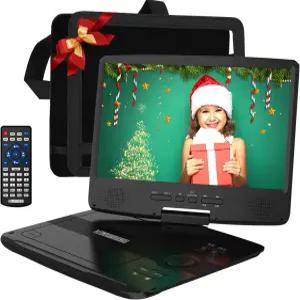 5시간 충전식 배터리를 갖춘 12인치 휴대용 DVD 플레이어 10.1인치 HD 회전 디스플레이 화면 CD/DVD/SD