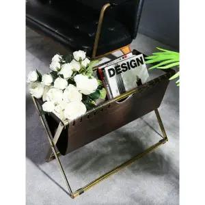 가방 보관대 정리함 북유럽 잡지 랙 사무실 거치대 다크커피 골드 도금