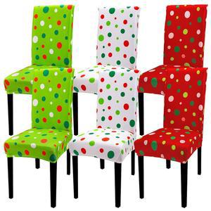 JarThenaAMCS 6Pcs 크리스마스 의자 커버 레드 그린 폴카 닷 다이닝 슬립커버 탈착식 시트 홈 키친 호텔 레스토랑 장식용