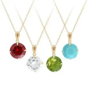 14K체인 GOLD 탄생석 컬러 큐빅 금 목걸이 14K 42cm