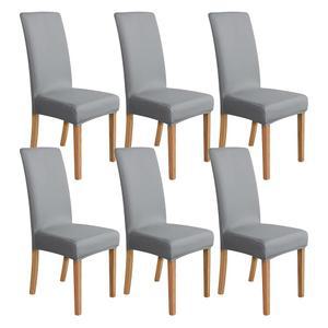 아마존 베이직 다이닝 의자 커버 스트레치 파슨/다이닝 슬립 가정용/레스토랑/연회용 탈착식 세척 가능 보호대 라이트 그레이 팩 6개