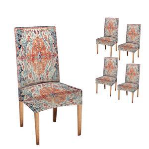 식사 의자용 무세시 의자 커버 4종 세트 에스닉 보호 사우스웨스트 오렌지 블루 워셔블 스판 주방 파슨스 슬립커버 탈착식 시트 프로텍터 가정용 또는 파티용
