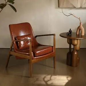 1인 쇼파 암체어 원목 가죽 서재 엔틱 프로방스 카페의자 휴식용