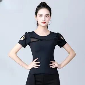 라인댄스상의 복장 여름 운동복 상의 댄스 반팔 라틴 트레이닝