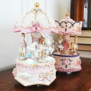 뮤직박스 LED 회전목마 오르골 자장가 태엽 인테리어 소품 1P