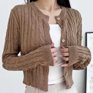 여성 여자 긴팔 가디건 봄 가을 크롭 숏 기본 베이직 데일리 캐주얼 컬러 라운드 볼레로 일상 무지 심플 데