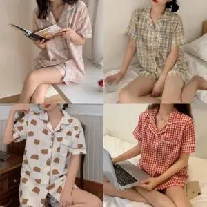 반팔 셔츠 여름 잠옷  8종 봄 가을 파자마 여성 여자 곰돌이 상하수 세트 면바지