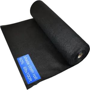 로세펀 블랙 쉐이드 천 - 6피트 x 100피트 60 정원 온실 파티오 캐노피에 이상적임 야외 윈드스크린 커버