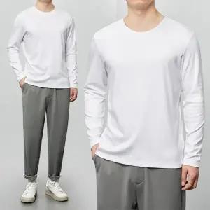 남성 봄 티셔츠 기본 오버핏 긴팔 스탠다드 이너 면티