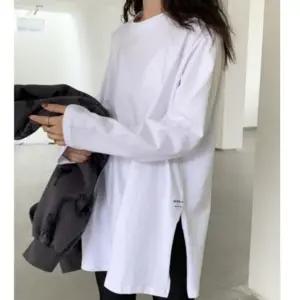 SHG 티셔츠 긴팔 흰티 사계절 봄 캐주얼룩 루즈핏 여성 라운드넥