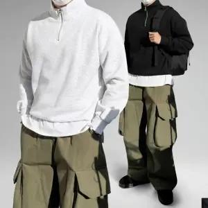 1+1 히터스 봄가을겨울 2타입 오버핏 반집업 무지 기모 맨투맨 5color 2