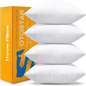 4개의 던지기 베개 삽입물로 구성된 OTOSTAR 팩 18 x 정사각형 쿠션 내부 부드럽고 푹신한 스터퍼 패드