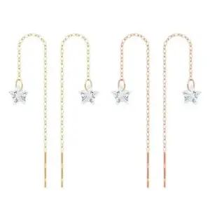 생일선물귀걸이 GOLD 별 큐빅 드롭 롱 체인 금 귀걸이 14K