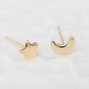 데일리귀걸이 GOLD 골드 별 달 일자침 데일리 기본 금 귀걸이 14K