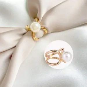 고급 쁘띠 진주 스카프링 패션 진주링 스카프고정고리