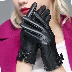 방한장갑 여성 리본 디자인 겨울 터치장갑 퍼