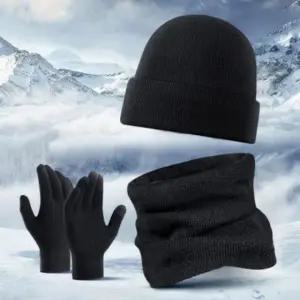 니트 장갑 목도리 기모 모자 3종 세트 겨울