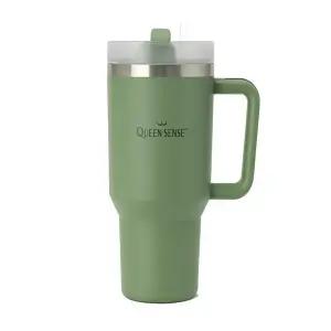 퀸센스 대용량 텀블러 1200m-Rl 빨대 빨대세척솔 포함 보온 보냉