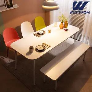 [웨스트프롬] 엘라 1600 화이트 라운드 테이블(식탁) + 벤치 2개