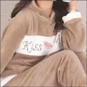 겨울 수면잠옷 파자마 후드 세트 여자 극세사 포근한 홈웨어