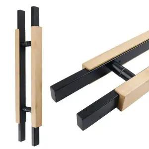 출입문 강화도어 손잡이/GO-64/오크/검정/340P