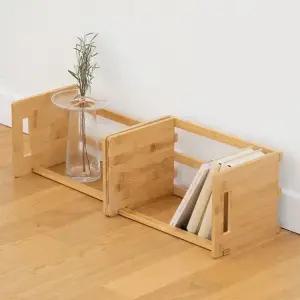 인테리어 길이조절 엔틱 선반 슬라이드 우드 책꽂이