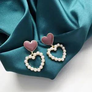 [셀러에이드]하트 진주 귀걸이 여성 큐빅귀걸이 투웨이 드롭
