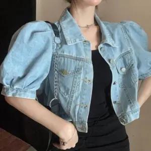 여성 반팔 청자켓 크롭 데님자켓 숏 데일리 캐쥬얼 여름 점퍼