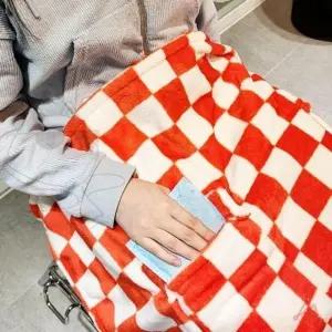 ( )체크무늬 무릎담요 주머니 중형 겨울 포켓 두꺼운 무릅 캠핑 캠핑담요