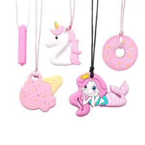 감각적인 아이들을 위한 씹는 목걸이 5개의 PCS 목걸이는 것을 좋아하거나 자폐증에 완벽한 질감을 가진