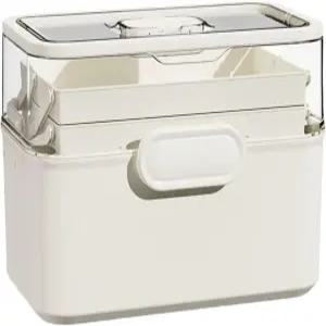 Saim 다용도 구급 용품 정리함 손잡이 포함 3단 휴대용 공구 상자 바느질 용품/의약품/화장품용 미술 공예