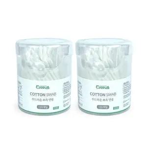 이지앤 부드러운 뾰족 면봉 120P원통-2개 양면 메이크업 화장면봉 파우치
