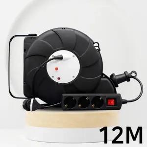 ( )러그 캠핑릴선 부착형 오토릴 12M 멀티탭 3구 2M 블랙 이지콕 플러그 캠핑 릴선 멀티탭