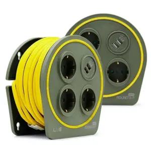 ( )러그 캠핑릴선 라운드탭 캠핑릴선 멀티탭 3구 USB 2포트 10M 카키