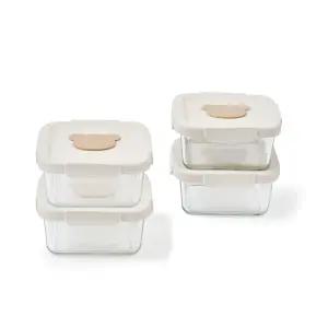 글라스락 베이비 곰돌이캡 이유식 보관용기 450ml 4조세트 196226