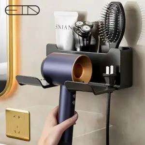 백포켓 수납형 무타공 드라이기거치대 헤어 드라이기 홀더 핸즈프리 거치대 욕실 수납