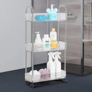 투명슬림트롤리 3단 욕조선반 샤워실정리대 욕실수납 화장실정리