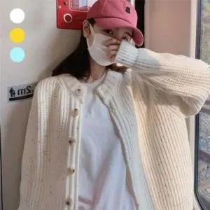 패션스타일 따뜻 라운드 가디건 골지 컬러감 두툼한 여자 예쁜