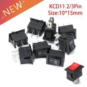 51015Pcs 푸시 버튼 스위치 10x15mm SPST 2Pin 3A 250V KCD11 스냅인 onOff 로커 10MM x 검정색 빨간색과