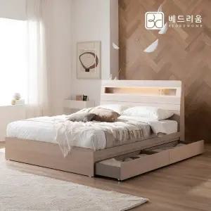 [신세계라이브쇼핑]금성침대 베드리움 NEW 스마트메이트 편백 LED 수납침대(Q)+본넬 매트리스