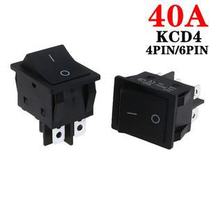1Pcs 40A 250V AC 고전류 ONOFF Eelding 기계 전용 KCD4 스털링 실버 포인트 로커 전원 버튼 스위치 검정색