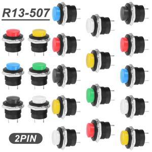 520Pcs R13-507 16mm 푸시 버튼 스위치 ON OFF 원형 2Pin ON-OFF 순간 전기