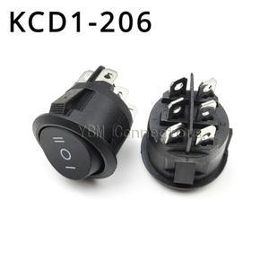 5PCS KCD1-206 23mm 라운드 로커 스위치 3 6 핀 ON-OFF-ON 10A 125VAC