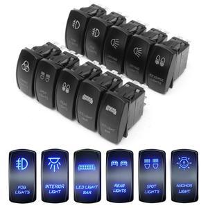 12V 24V 자동차 보트 로커 토글 스위치 방수 ONOFF 5 핀 래칭 해양 푸시 버튼 LED 라이트 바 안개 후면 스