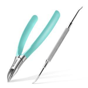 발톱깎이 스테인리스 스틸 잉그로우 네일 커터 두껍고 단단한 손톱 페디 매니 도구 그린 리무버