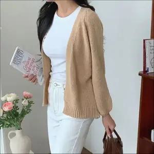 여성 베이직 긴팔 니트 노버튼 가디건 체형커버 간절기 루즈핏 2색