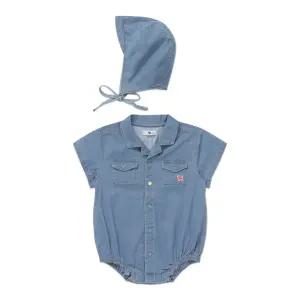 BL)셔츠형데님바디수트 46313-604-01