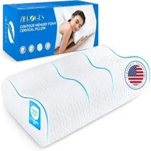 를 위한 지브로지스 경추 목 베개 - 수면용 퀸 사이즈 쿨링 어깨용 메모리 폼 측면 배 허리 수면자를